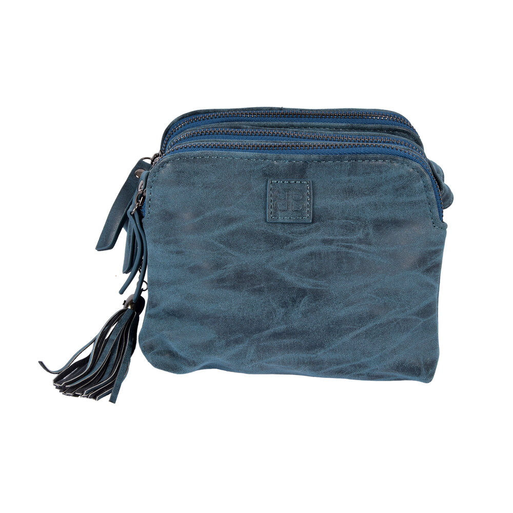 Bicky Bernard  Navy Crossbodytas met Handige Creditcardhouder - Bicky Bernard - 19.5x13x15.5cm - Lichtgewicht - Inclusief 6 Vakken, 7 Creditcardvakjes en 1 Ritssluiting