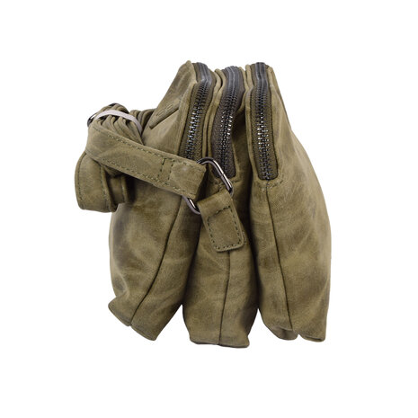 Bicky Bernard Trendy Olijfgroene Crossbody- en Schoudertas met Creditcardhouder - 3 vakken met 4 kleine vakjes en 7 creditcardvakken Bicky Bernard Trendy Olijfgroene Crossbody- en Schoudertas met Creditcardhouder - 3 vakken met 4 kleine vakjes en 7 creditcardvakken