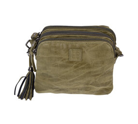 Bicky Bernard  Trendy Olijfgroene Crossbody- en Schoudertas met Creditcardhouder - 3 vakken met 4 kleine vakjes en 7 creditcardvakken Bicky Bernard  Trendy Olijfgroene Crossbody- en Schoudertas met Creditcardhouder - 3 vakken met 4 kleine vakjes en 7 creditcardvakken