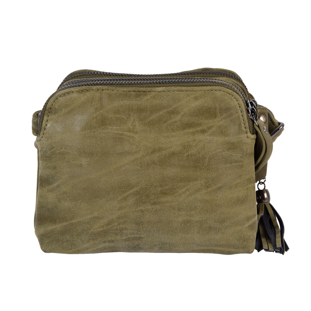 Bicky Bernard Trendy Olijfgroene Crossbody- en Schoudertas met Creditcardhouder - 3 vakken met 4 kleine vakjes en 7 creditcardvakken Bicky Bernard Trendy Olijfgroene Crossbody- en Schoudertas met Creditcardhouder - 3 vakken met 4 kleine vakjes en 7 creditcardvakken