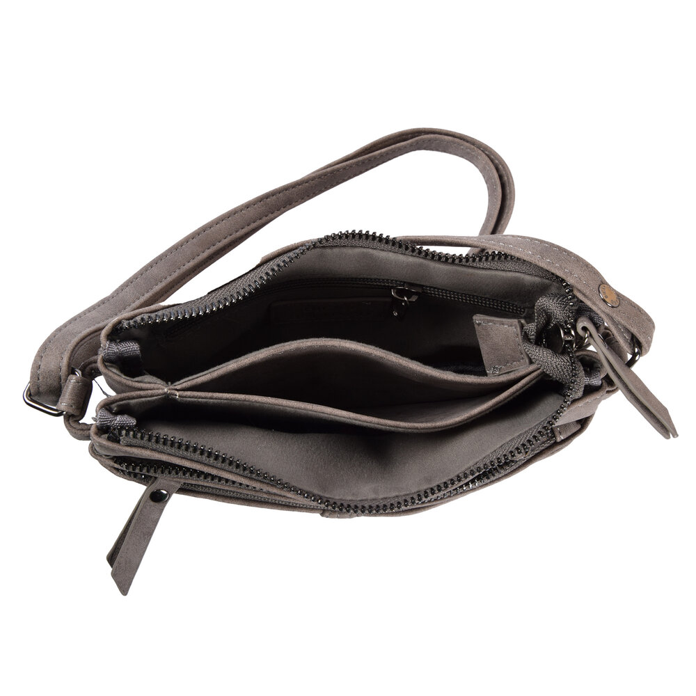 Bicky Bernard  Eigentijdse Grijze PU Crossbody- en Schoudertas - Maat 20.5x14x6.5cm - Met Inbegrip van Creditcardhouder