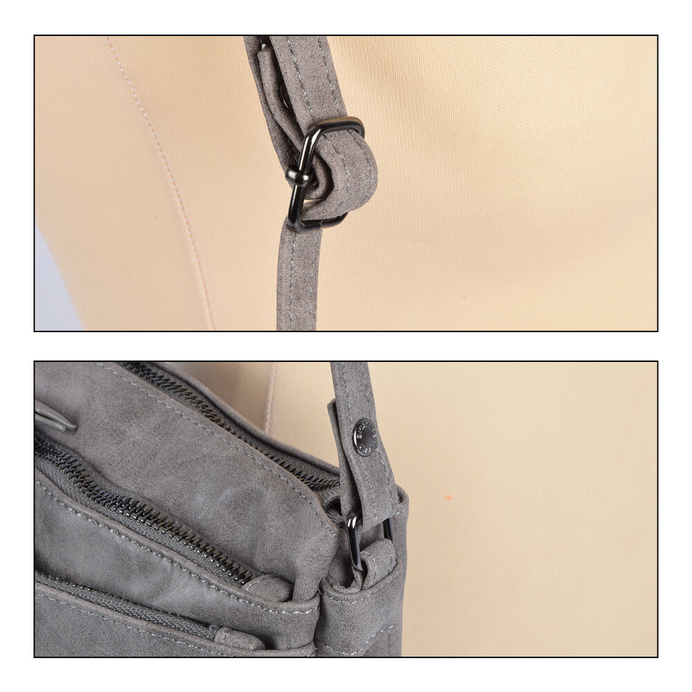 Bicky Bernard  Eigentijdse Grijze PU Crossbody- en Schoudertas - Maat 20.5x14x6.5cm - Met Inbegrip van Creditcardhouder