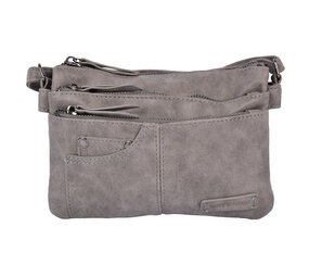 Bicky Bernard  Eigentijdse Grijze PU Crossbody- en Schoudertas - Maat 20.5x14x6.5cm - Met Inbegrip van Creditcardhouder Bicky Bernard  Eigentijdse Grijze PU Crossbody- en Schoudertas - Maat 20.5x14x6.5cm - Met Inbegrip van Creditcardhouder