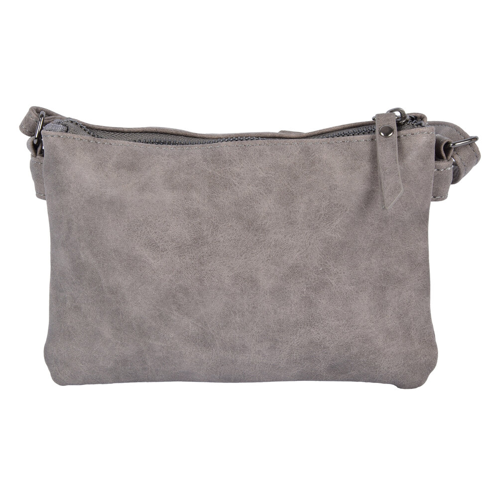 Bicky Bernard  Eigentijdse Grijze PU Crossbody- en Schoudertas - Maat 20.5x14x6.5cm - Met Inbegrip van Creditcardhouder