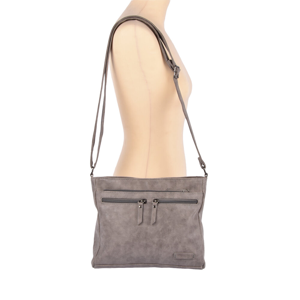 Bicky Bernard  Bicky Bernard shoulder bag and crossbody in gray, including credit card holder - Dimensions: 30.5 x 9.5 x 25 cm - Material: PU - Total compartments: 10.