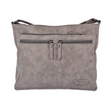 Bicky Bernard  Bicky Bernard schoudertas en crossbody in grijs, inclusief creditcardhouder - Afmetingen: 30.5 x 9.5 x 25 cm - Materiaal: PU - Totaal vakken: 10. Bicky Bernard  Bicky Bernard schoudertas en crossbody in grijs, inclusief creditcardhouder - Afmetingen: 30.5 x 9.5 x 25 cm - Materiaal: PU - Totaal vakken: 10.