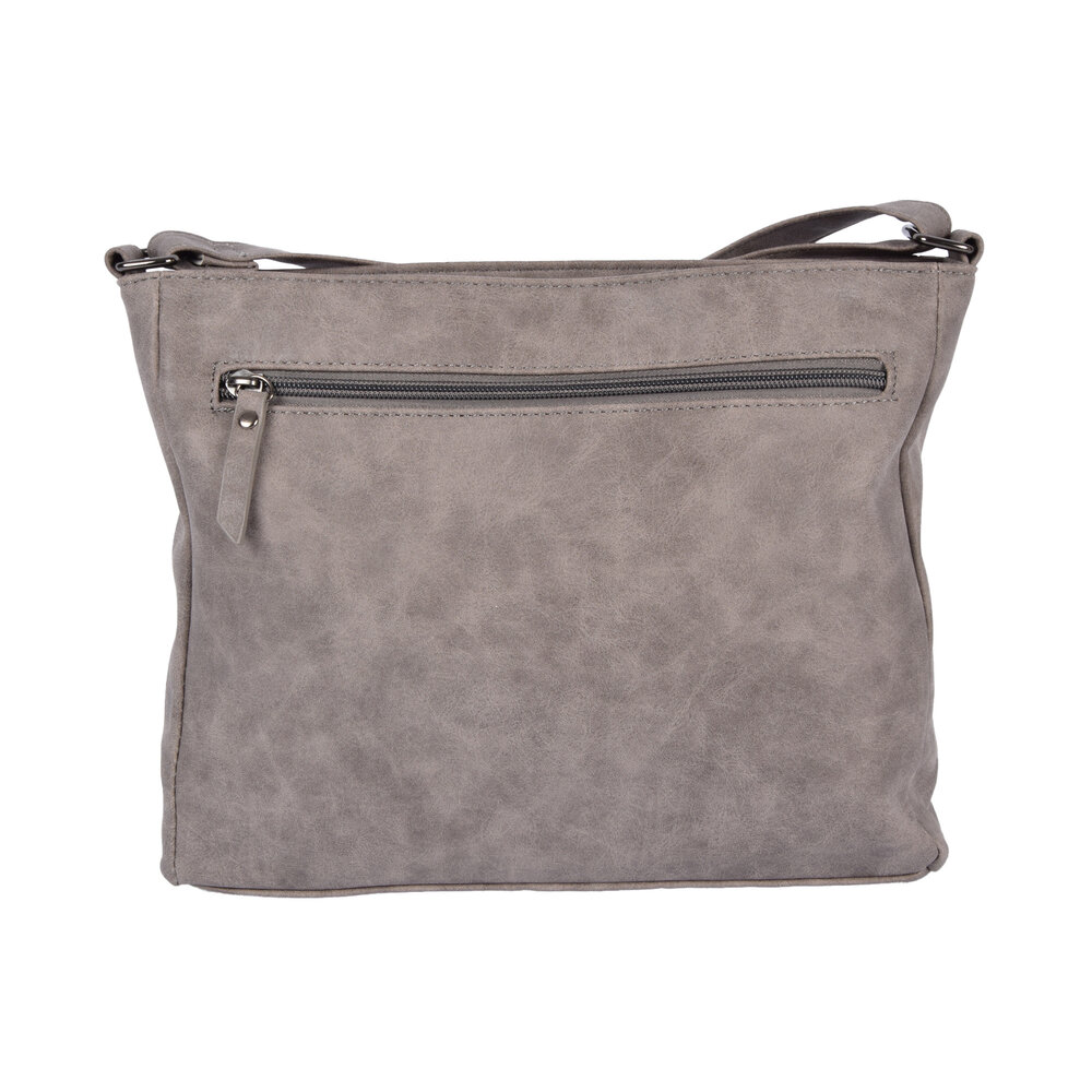 Bicky Bernard  Bicky Bernard schoudertas en crossbody in grijs, inclusief creditcardhouder - Afmetingen: 30.5 x 9.5 x 25 cm - Materiaal: PU - Totaal vakken: 10.