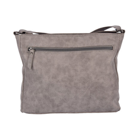 Bicky Bernard  Bicky Bernard schoudertas en crossbody in grijs, inclusief creditcardhouder - Afmetingen: 30.5 x 9.5 x 25 cm - Materiaal: PU - Totaal vakken: 10.