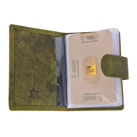 4 East Credit Card Holder - 14 cards - Genuine Leather - RFID Protection - 10cm x 7cm x 1.5cm - Olive 4 East Credit Card Holder - 14 cards - Genuine Leather - RFID Protection - 10cm x 7cm x 1.5cm - Olive