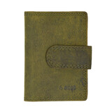 4 East Credit Card Holder - 14 cards - Genuine Leather - RFID Protection - 10cm x 7cm x 1.5cm - Olive