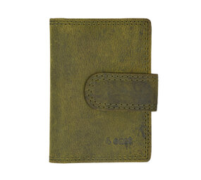 4 East Credit Card Holder - 14 cards - Genuine Leather - RFID Protection - 10cm x 7cm x 1.5cm - Olive