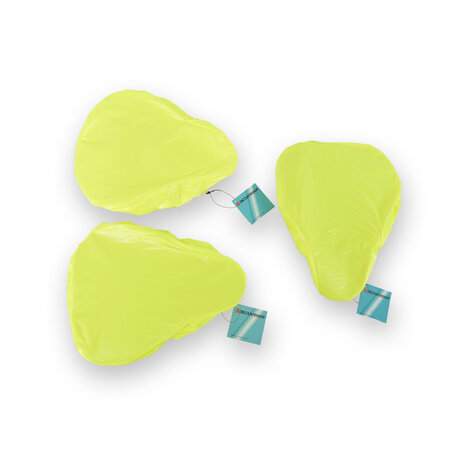 Discountershop Neon Green Bicycle Saddle Cover - Saddle Cover Saddle Protector - 3 Pieces - With Reflective Stripes - Green Neon - Plastic - 22cm x 4.4cm