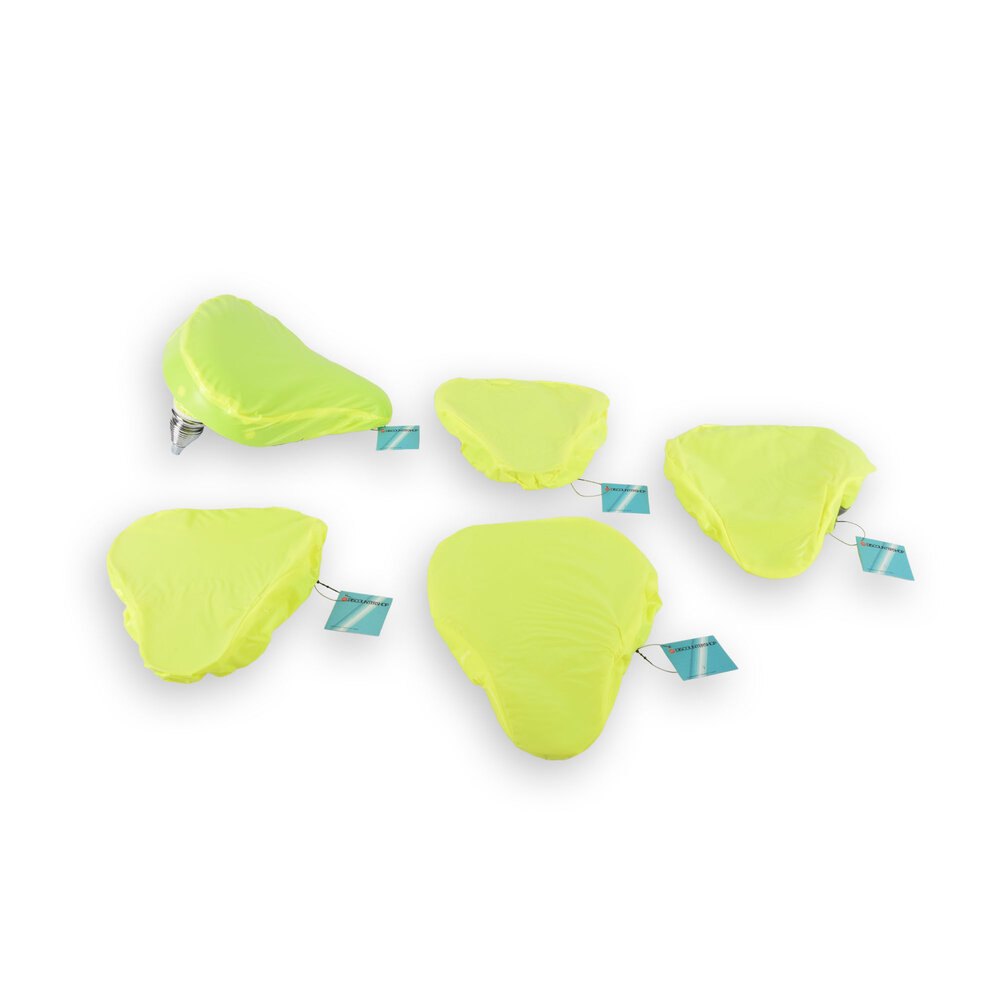 Discountershop Striking Green Neon Saddle Covers - Set of 5 Pieces - Bicycle Saddle Protectors - With reflective stripes - 22cmx8cmx4.4cm
