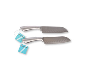 Discountershop Kwalitatieve Zilveren Santokumessen - Onmisbaar voor de Echte Chefkok - 2 Stuks - Afmetingen: 31.5cm x 4.4cm x 1.5cm Discountershop Kwalitatieve Zilveren Santokumessen - Onmisbaar voor de Echte Chefkok - 2 Stuks - Afmetingen: 31.5cm x 4.4cm x 1.5cm