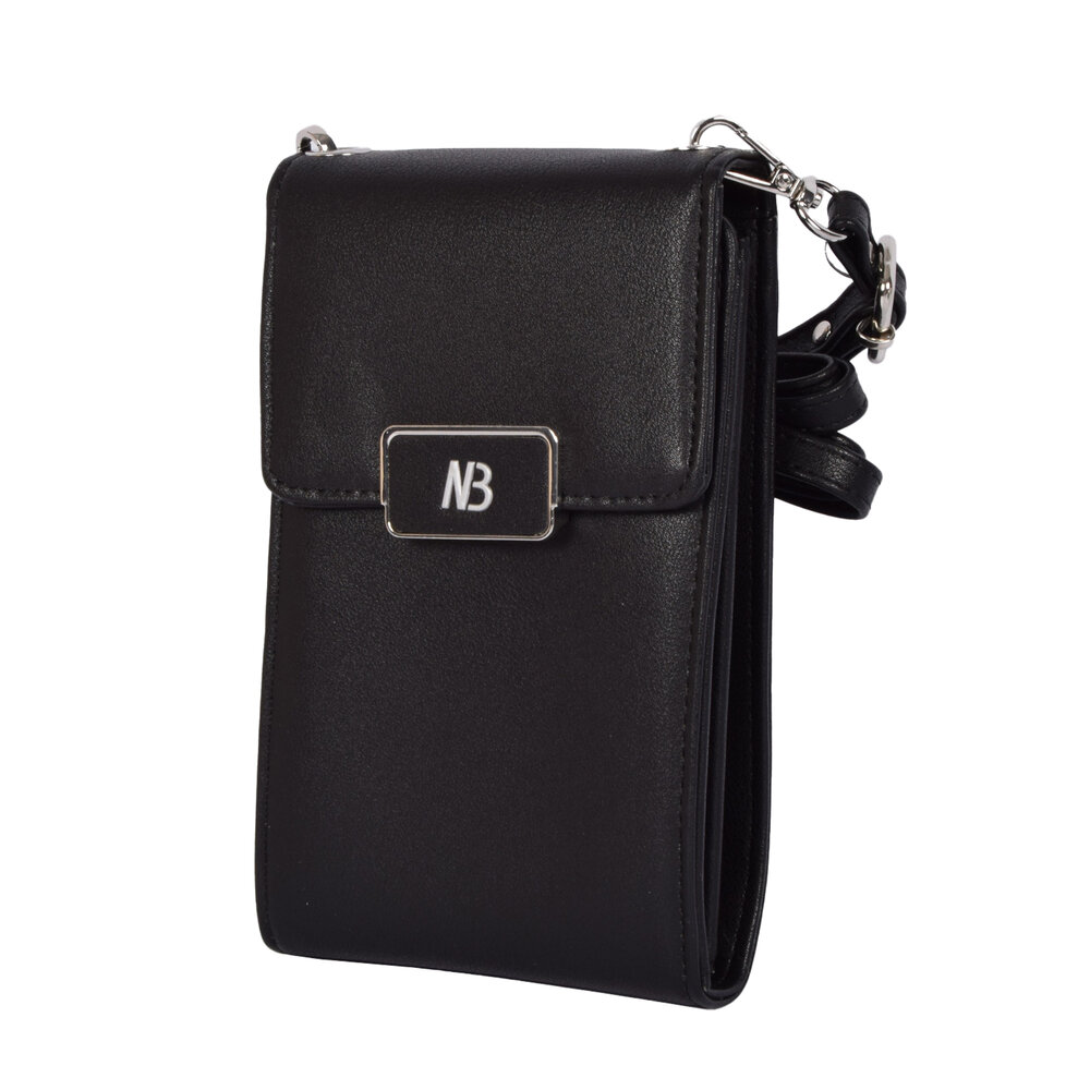 New Bags Stylish Phone Bag - Black Crossbody Bag (18cm High) - Leather Shoulder Bag - 2 Spacious Compartments, including 4 Credit Card Slots New Bags Stylish Phone Bag - Black Crossbody Bag (18cm High) - Leather Shoulder Bag - 2 Spacious Compartments, including 4 Credit Card Slots