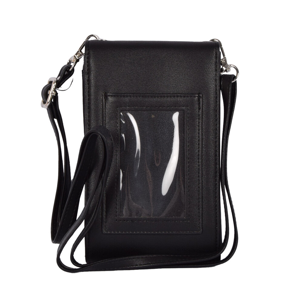New Bags Stylish Phone Bag - Black Crossbody Bag (18cm High) - Leather Shoulder Bag - 2 Spacious Compartments, including 4 Credit Card Slots New Bags Stylish Phone Bag - Black Crossbody Bag (18cm High) - Leather Shoulder Bag - 2 Spacious Compartments, including 4 Credit Card Slots
