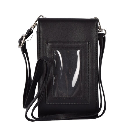 New Bags Stylish Phone Bag - Black Crossbody Bag (18cm High) - Leather Shoulder Bag - 2 Spacious Compartments, including 4 Credit Card Slots New Bags Stylish Phone Bag - Black Crossbody Bag (18cm High) - Leather Shoulder Bag - 2 Spacious Compartments, including 4 Credit Card Slots