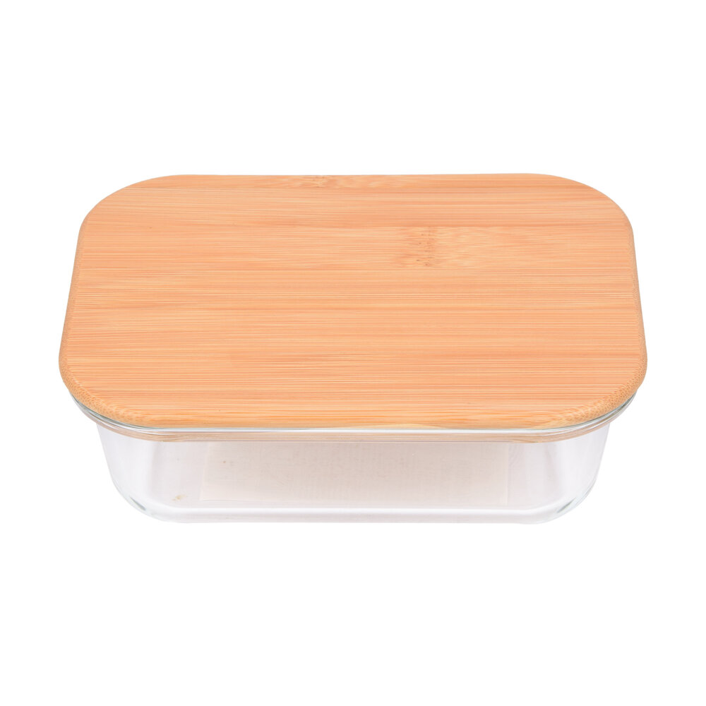 Discountershop Keep Your Food Fresh & Stylish: 0.64L - Glass Food Container with Bamboo Lid - 18cmx13cmx6cm Discountershop Keep Your Food Fresh & Stylish: 0.64L - Glass Food Container with Bamboo Lid - 18cmx13cmx6cm