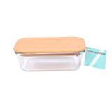 Discountershop Keep Your Food Fresh & Stylish: 0.64L - Glass Food Container with Bamboo Lid - 18cmx13cmx6cm Discountershop Keep Your Food Fresh & Stylish: 0.64L - Glass Food Container with Bamboo Lid - 18cmx13cmx6cm