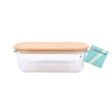 Discountershop Keep Your Food Fresh & Stylish: 1.04L - Glass Food Container with Bamboo Lid - 18cmx13cmx6cm Discountershop Keep Your Food Fresh & Stylish: 1.04L - Glass Food Container with Bamboo Lid - 18cmx13cmx6cm
