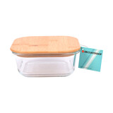 Discountershop Handy Fresh Storage Box for Fruit – 750ml - Transparent Glass Food Storage Container with Loose Bamboo Lid - 22cmx17cmx7.5cm