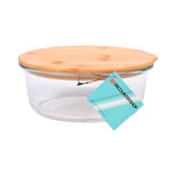 Discountershop Transparent Glass and Bamboo Salad Bowl - 17.5 cm - With Lid - Ideal for Food Storage Containers Discountershop Transparent Glass and Bamboo Salad Bowl - 17.5 cm - With Lid - Ideal for Food Storage Containers