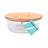Transparent Glass and Bamboo Salad Bowl - 17.5 cm - With Lid - Ideal for Food Storage Containers Transparent Glass and Bamboo Salad Bowl - 17.5 cm - With Lid - Ideal for Food Storage Containers
