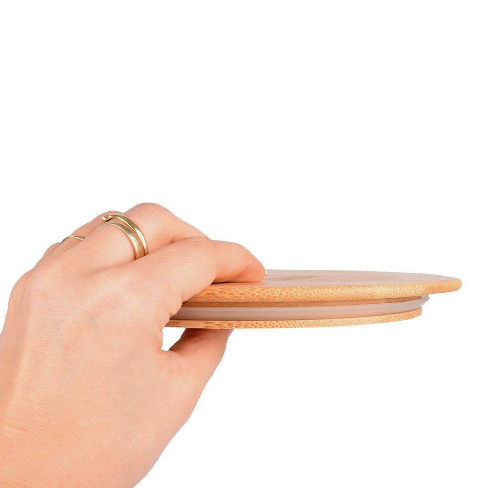 Discountershop Transparent Glass and Bamboo Salad Bowl - 17.5 cm - With Lid - Ideal for Food Storage Containers