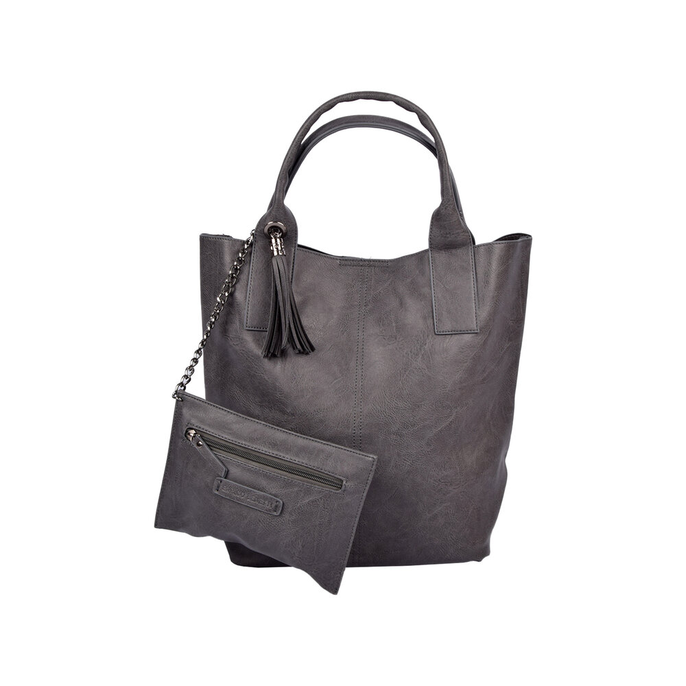 Enrico Benetti Trendy Grijze Schoudertas voor Dames - Enrico Benetti - PU Materiaal - 1 Vak inclusief Kleine Portemonnee - 41cmx20cmx34cm Enrico Benetti Trendy Grijze Schoudertas voor Dames - Enrico Benetti - PU Materiaal - 1 Vak inclusief Kleine Portemonnee - 41cmx20cmx34cm