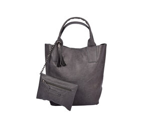 Enrico Benetti Trendy Grijze Schoudertas voor Dames - Enrico Benetti - PU Materiaal - 1 Vak inclusief Kleine Portemonnee - 41cmx20cmx34cm Enrico Benetti Trendy Grijze Schoudertas voor Dames - Enrico Benetti - PU Materiaal - 1 Vak inclusief Kleine Portemonnee - 41cmx20cmx34cm