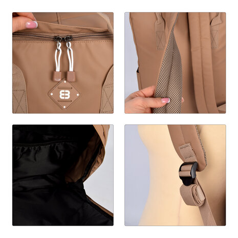 Enrico Benetti Taupe Backpack: Spacious, Functional & Perfect with Laptop compartment by Enrico Benetti - 43cmx30cmx10cm - 2 incl. laptop compartment and 1 compartment with zipper Enrico Benetti Taupe Backpack: Spacious, Functional & Perfect with Laptop compartment by Enrico Benetti - 43cmx30cmx10cm - 2 incl. laptop compartment and 1 compartment with zipper