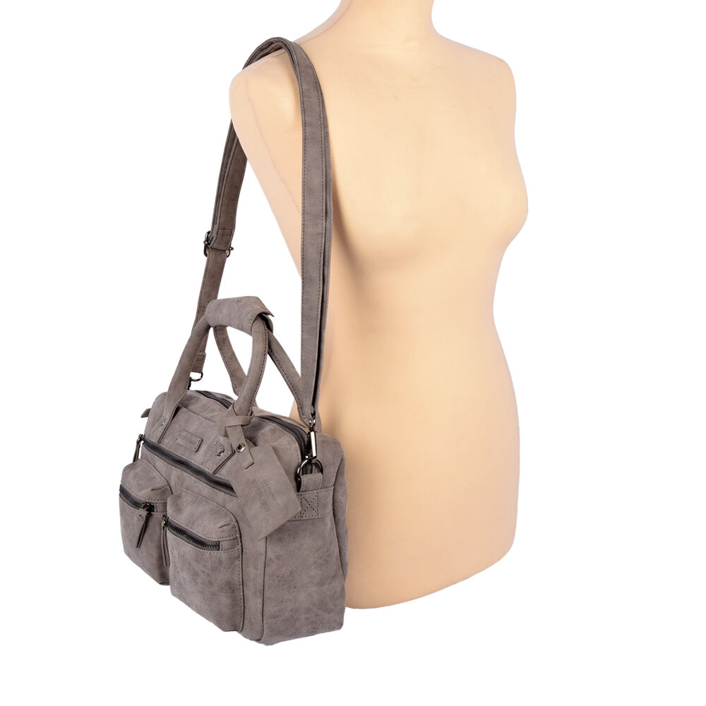 Bicky Bernard  Grijze Schoudertas, Crossbody Tas en Handtas - Bicky Bernard - 28x11x23cm - Voor elke Gelegenheid Bicky Bernard  Grijze Schoudertas, Crossbody Tas en Handtas - Bicky Bernard - 28x11x23cm - Voor elke Gelegenheid