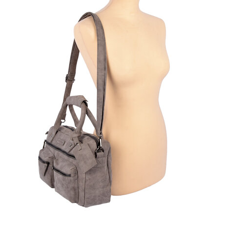 Bicky Bernard  Grijze Schoudertas, Crossbody Tas en Handtas - Bicky Bernard - 28x11x23cm - Voor elke Gelegenheid Bicky Bernard  Grijze Schoudertas, Crossbody Tas en Handtas - Bicky Bernard - 28x11x23cm - Voor elke Gelegenheid