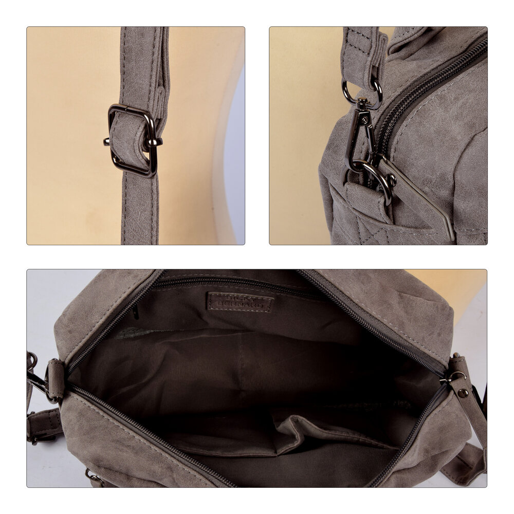 Bicky Bernard  Grijze Schoudertas, Crossbody Tas en Handtas - Bicky Bernard - 28x11x23cm - Voor elke Gelegenheid Bicky Bernard  Grijze Schoudertas, Crossbody Tas en Handtas - Bicky Bernard - 28x11x23cm - Voor elke Gelegenheid