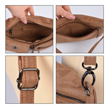 Bicky Bernard  Elegant Camel-colored Women's Bag - Bicky Bernard - 26x3x21cm - PU - Shoulder bag - Crossbody bag Bicky Bernard  Elegant Camel-colored Women's Bag - Bicky Bernard - 26x3x21cm - PU - Shoulder bag - Crossbody bag