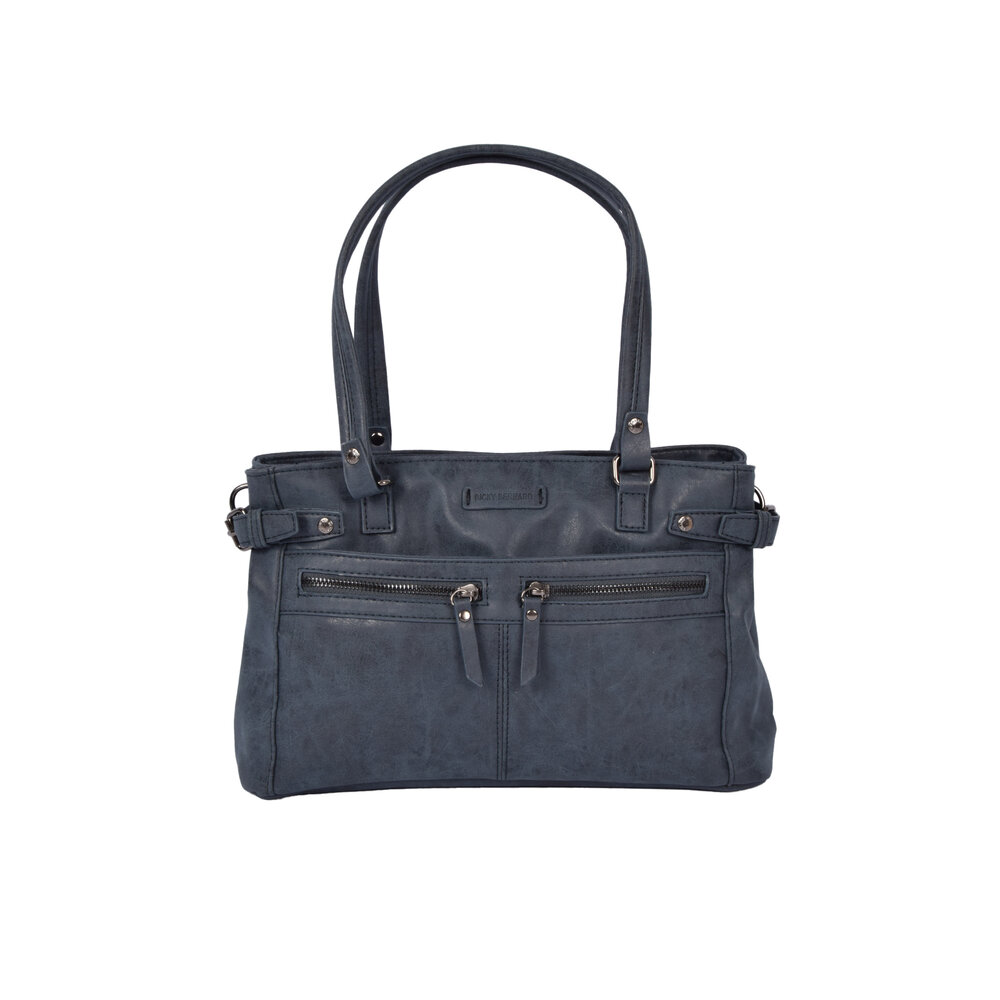Bicky Bernard  Navy Tassen: Schoudertas - Bicky Bernard - 32x12x21cm - PU Materiaal - Modieuze Handtas Bicky Bernard  Navy Tassen: Schoudertas - Bicky Bernard - 32x12x21cm - PU Materiaal - Modieuze Handtas