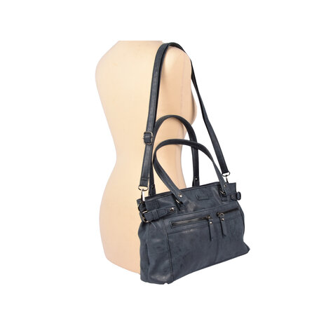 Bicky Bernard  Navy Tassen: Schoudertas - Bicky Bernard - 32x12x21cm - PU Materiaal - Modieuze Handtas Bicky Bernard  Navy Tassen: Schoudertas - Bicky Bernard - 32x12x21cm - PU Materiaal - Modieuze Handtas