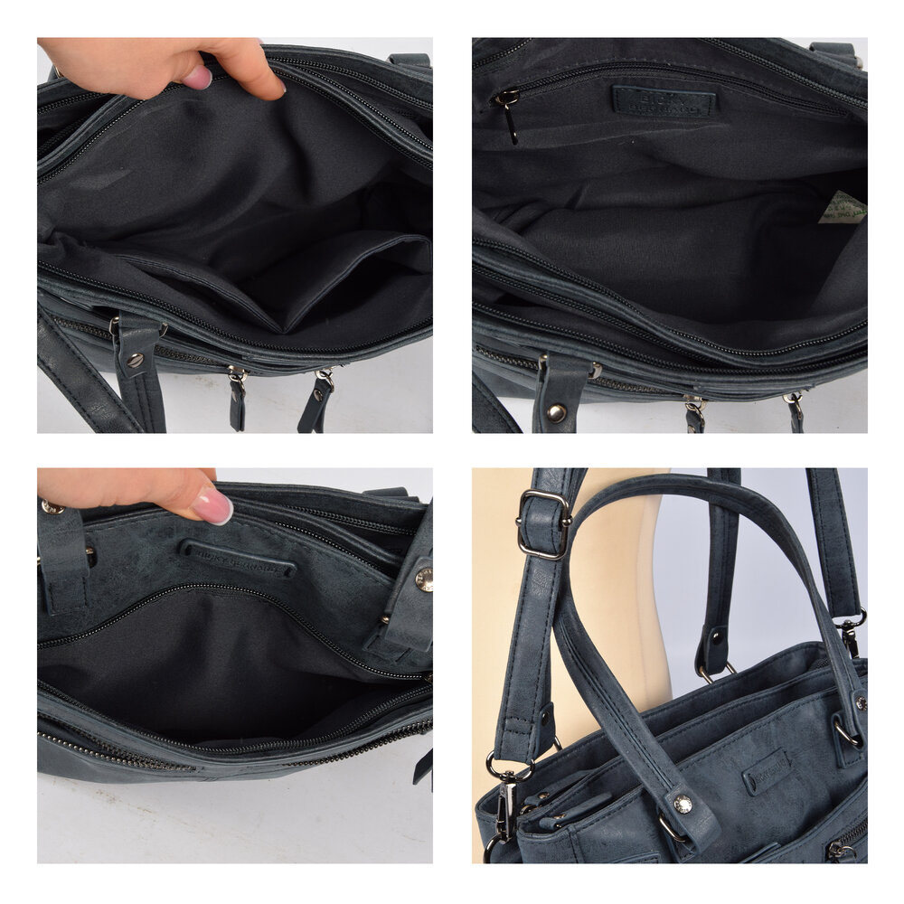 Bicky Bernard  Navy Tassen: Schoudertas - Bicky Bernard - 32x12x21cm - PU Materiaal - Modieuze Handtas Bicky Bernard  Navy Tassen: Schoudertas - Bicky Bernard - 32x12x21cm - PU Materiaal - Modieuze Handtas