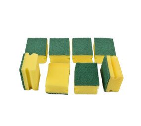 Discountershop Nieuwe Gekleurde Schuurlapjes Set - Groen & Geel | Polyester - 2 Sets (8 stuks) - 9cmx7cmx4.5cm Discountershop Nieuwe Gekleurde Schuurlapjes Set - Groen & Geel | Polyester - 2 Sets (8 stuks) - 9cmx7cmx4.5cm