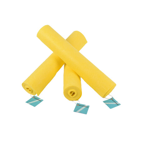 Discountershop Set van 3 Gele Microvezel Schoonmaakdoeken - 4M Lengte | 38cm Breedte | 70% Viscose, 30% Polyester | 540g Gewicht | Hoogwaardige Poetslappen