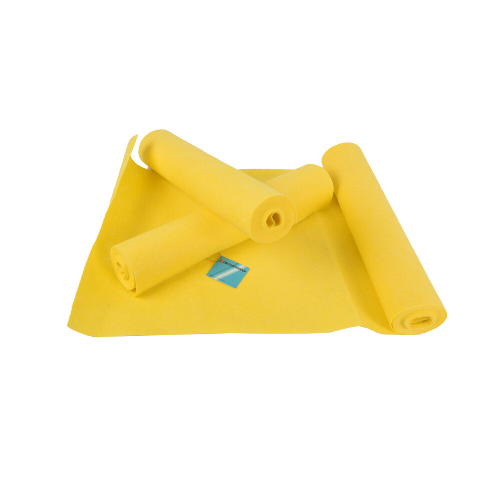 Discountershop Set van 3 Gele Microvezel Schoonmaakdoeken - 4M Lengte | 38cm Breedte | 70% Viscose, 30% Polyester | 540g Gewicht | Hoogwaardige Poetslappen