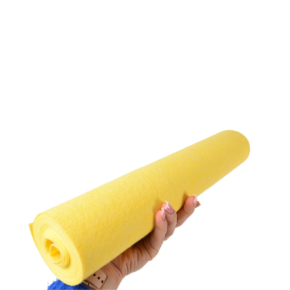 Discountershop Set van 3 Gele Microvezel Schoonmaakdoeken - 4M Lengte | 38cm Breedte | 70% Viscose, 30% Polyester | 540g Gewicht | Hoogwaardige Poetslappen