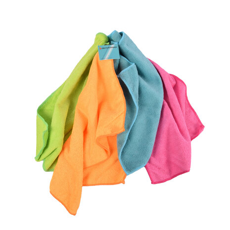 Discountershop Kwalitatieve Microvezel Vaatdoekjes - Set van 4 - Assortiment Kleuren - Gemaakt van Polyester - Afmetingen 40x29cm – Schoonmaakproducten Discountershop Kwalitatieve Microvezel Vaatdoekjes - Set van 4 - Assortiment Kleuren - Gemaakt van Polyester - Afmetingen 40x29cm – Schoonmaakproducten