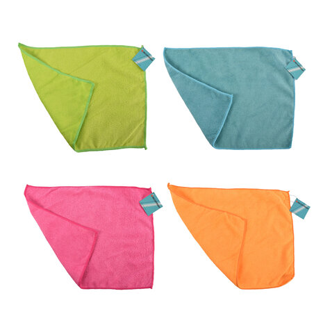 Discountershop Kwalitatieve Microvezel Vaatdoekjes - Set van 4 - Assortiment Kleuren - Gemaakt van Polyester - Afmetingen 40x29cm – Schoonmaakproducten Discountershop Kwalitatieve Microvezel Vaatdoekjes - Set van 4 - Assortiment Kleuren - Gemaakt van Polyester - Afmetingen 40x29cm – Schoonmaakproducten