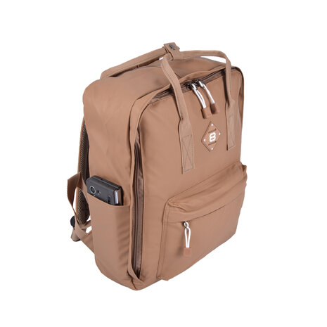 Discountershop Modieuze Enrico Benetti Rugzak - Ideaal voor Werk en School – Vakken 3 - Taupe - Polyester - 27x10x38cm Discountershop Modieuze Enrico Benetti Rugzak - Ideaal voor Werk en School – Vakken 3 - Taupe - Polyester - 27x10x38cm