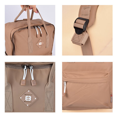 Discountershop Waterproof Backpack 10x38x27cm | Taupe Laptop Backpack | Shoulder bag with 15 inch laptop compartment Discountershop Waterproof Backpack 10x38x27cm | Taupe Laptop Backpack | Shoulder bag with 15 inch laptop compartment