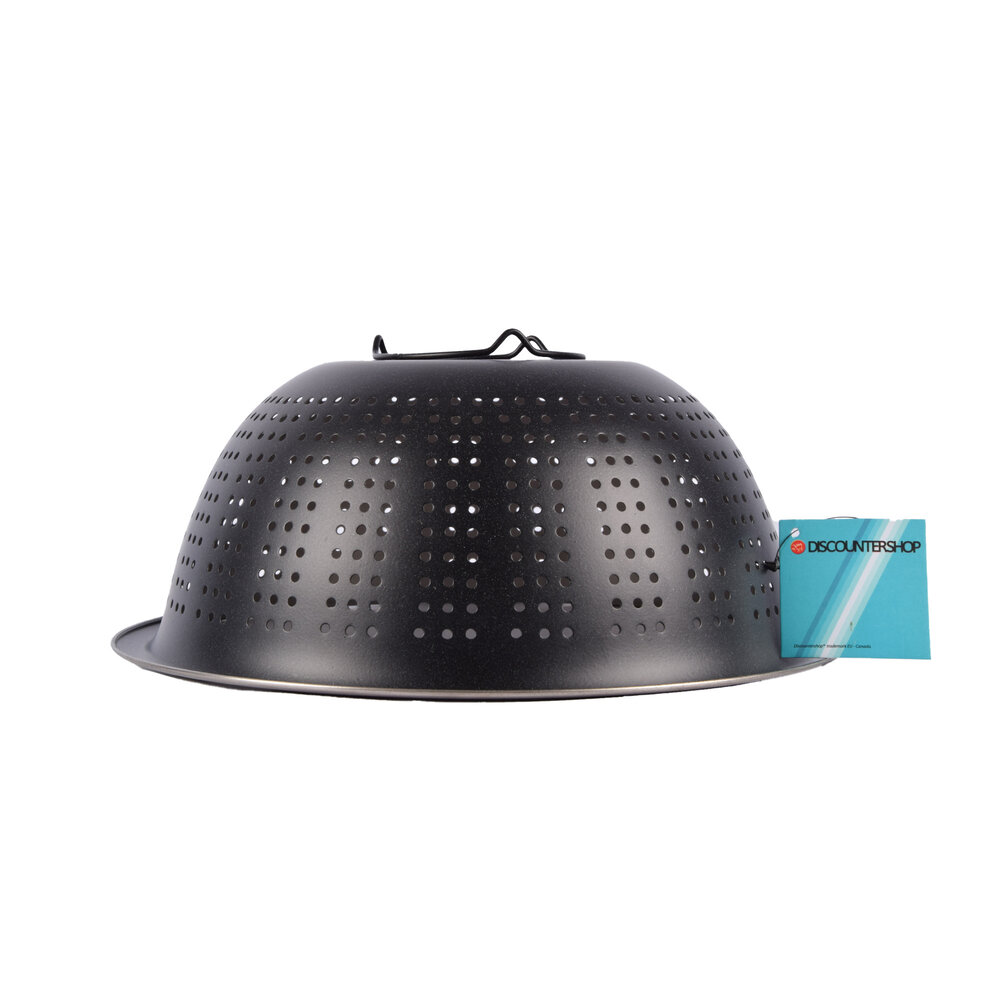 Discountershop Strong Black Stainless Steel Colander - Afmeting - 28 cm x 28 cm x 11 cm - Useful Kitchen Accessories - 28 cm Diameter Discountershop Strong Black Stainless Steel Colander - Afmeting - 28 cm x 28 cm x 11 cm - Useful Kitchen Accessories - 28 cm Diameter