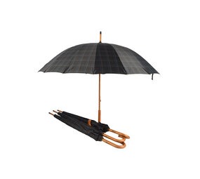 Discountershop Indispensable for Rainy Days: 4x Folding Black-Blue Storm Umbrellas - Width: 102cm With Wooden Handle Discountershop Indispensable for Rainy Days: 4x Folding Black-Blue Storm Umbrellas - Width: 102cm With Wooden Handle