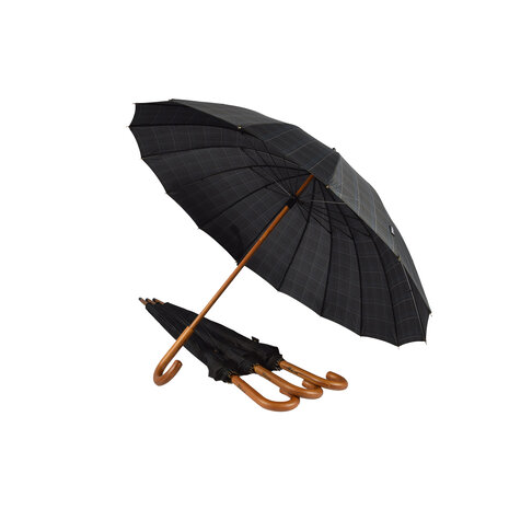 Discountershop Indispensable for Rainy Days: 4x Folding Black-Blue Storm Umbrellas - Width: 102cm With Wooden Handle Discountershop Indispensable for Rainy Days: 4x Folding Black-Blue Storm Umbrellas - Width: 102cm With Wooden Handle