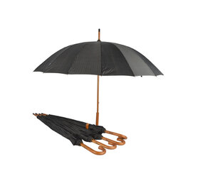 Discountershop Duurzame Zwarte met witte streepjes Paraplu's - 5 Stuks, Fiber en Polyester, Houten Stok - 16 banen - Voor Volwassenen Discountershop Duurzame Zwarte met witte streepjes Paraplu's - 5 Stuks, Fiber en Polyester, Houten Stok - 16 banen - Voor Volwassenen